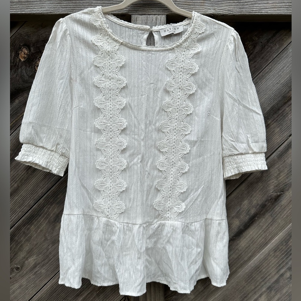 White lace detail blouse